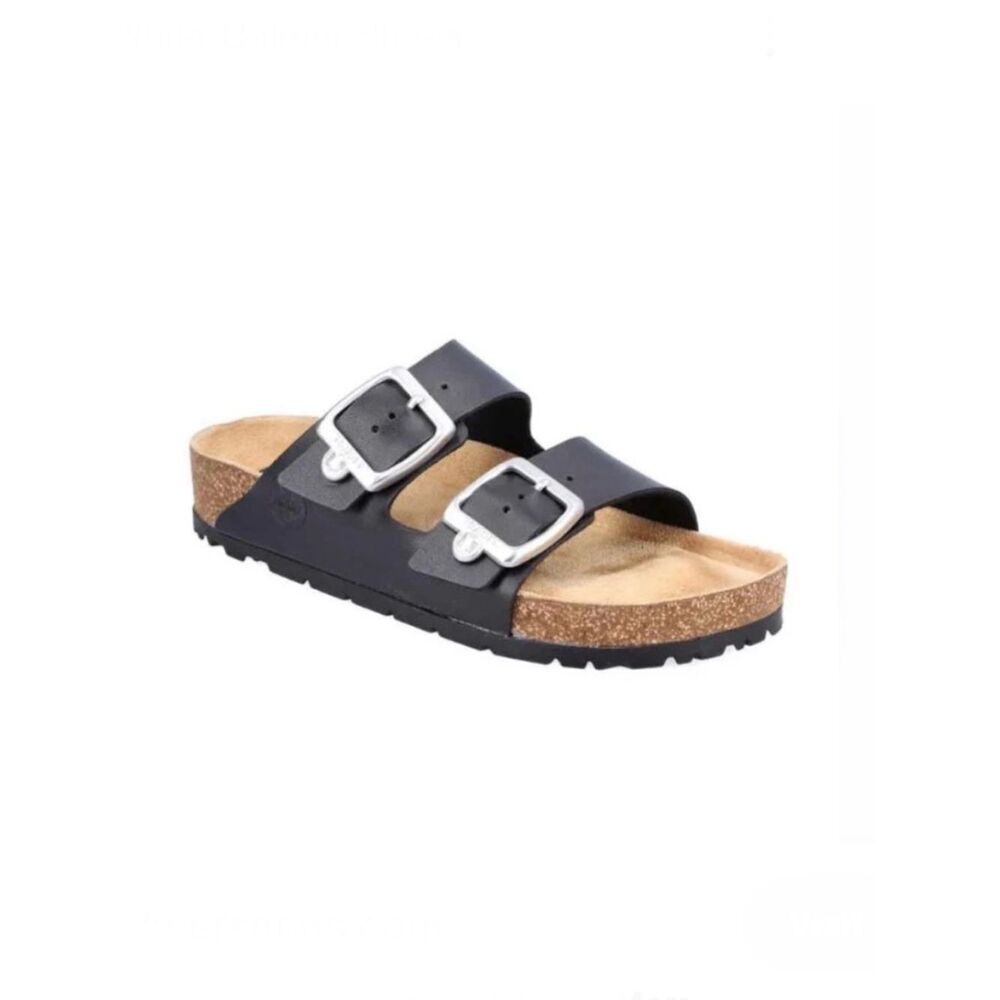Rieker Antistress Black Leather Double Strap Big Buckle Comfort Sandals EU 40